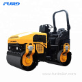 Double drum vibrating road roller for trench construction